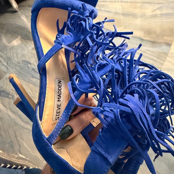 Steve Madden Royal Blue Fringe Heels - Picture 3 of 5